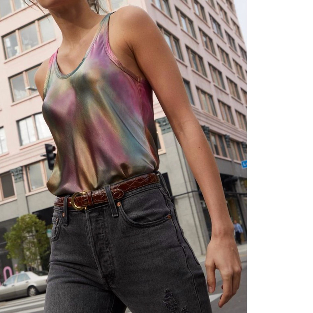 NEW NATION LTD lisette bias cut tank tie-dye in watercolor